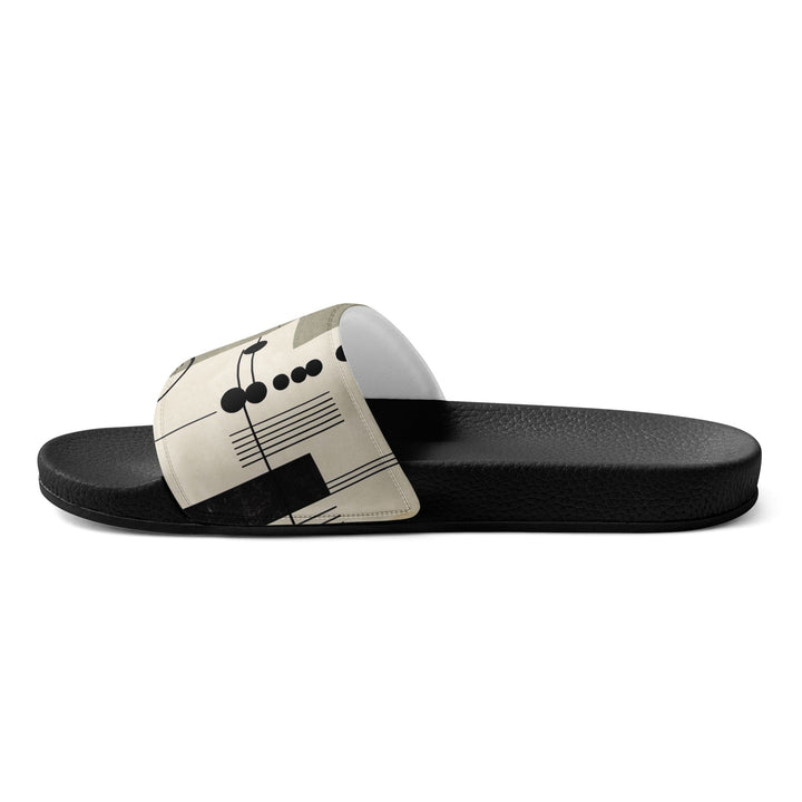 Women’s Slides Abstract Black Beige Brown Geometric Shapes - Womens | Slides