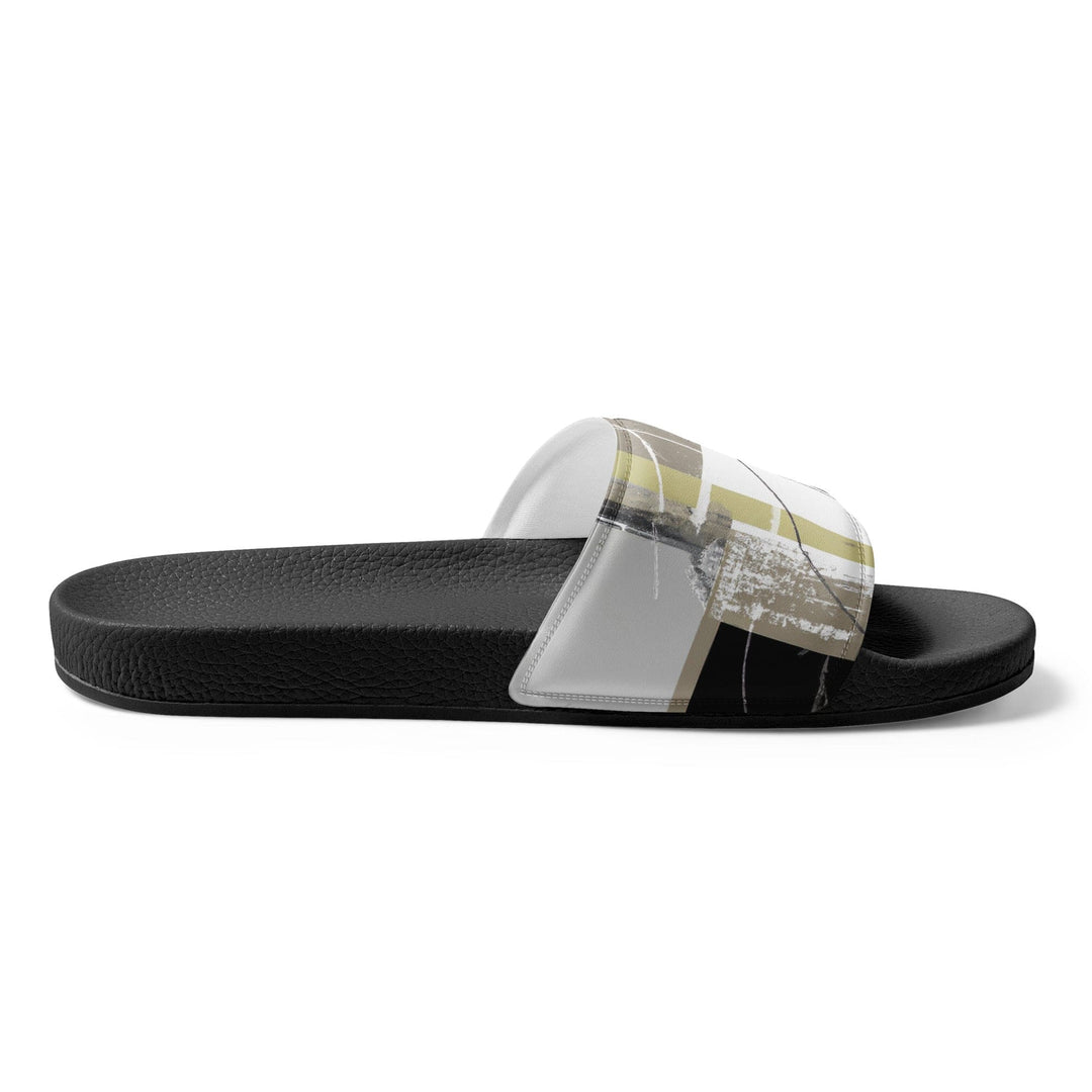 Women’s Slides Abstract Black Brown Beige Geometric Contemporary Art - Womens