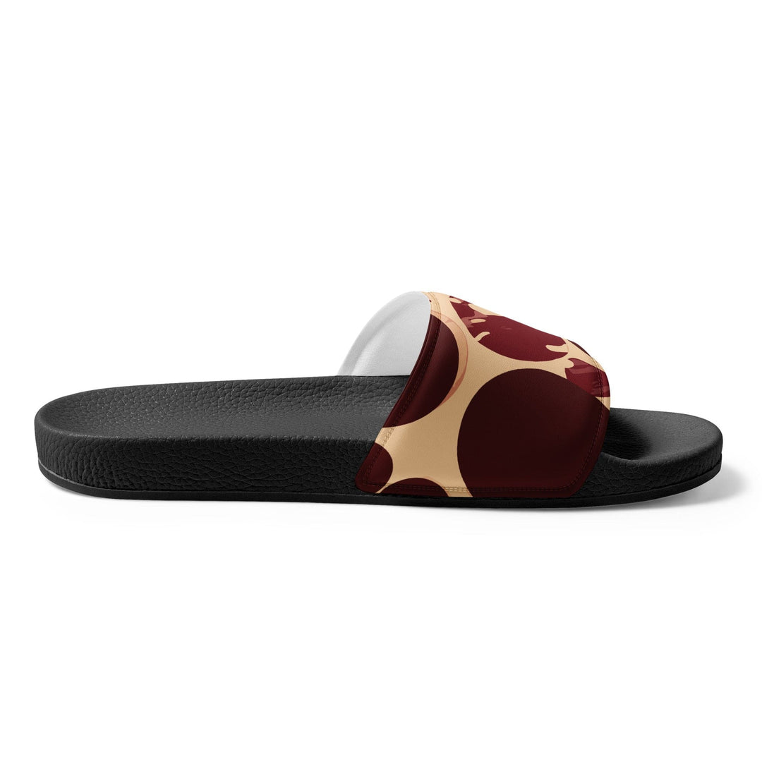 Women’s Slides Burgundy and Beige Circular Spotted Illustration - Womens