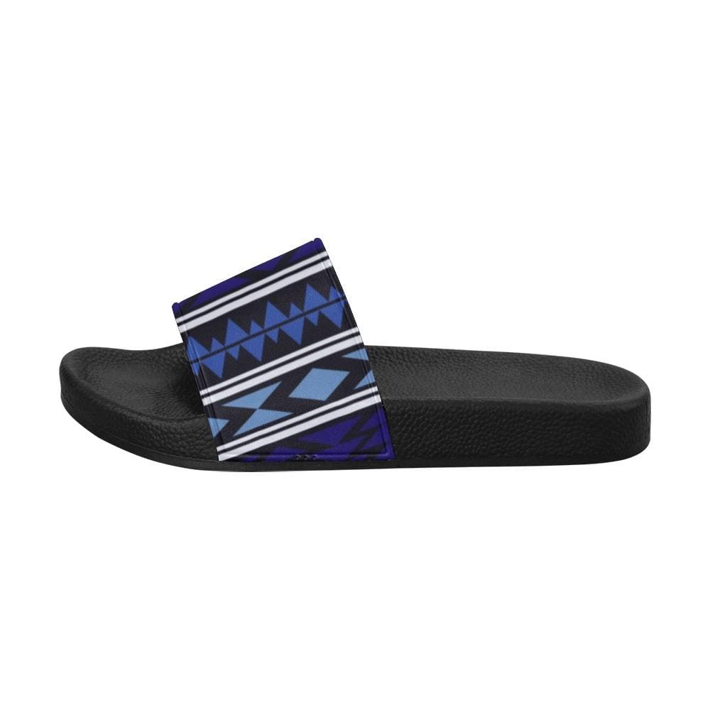 Womens Slides Flip Flop Sandals Dark Blue Aztec Print - Womens | Slides