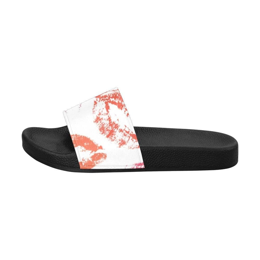 Womens Slides Flip Flop Sandals Lipstick Kiss Print - Womens | Slides