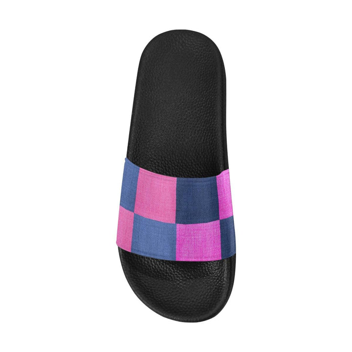 Womens Slides Flip Flop Sandals Pink & Blue Squares - Womens | Slides