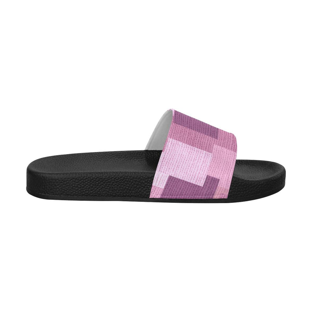 Womens Slides Flip Flop Sandals Pink Grid Print - Womens | Slides