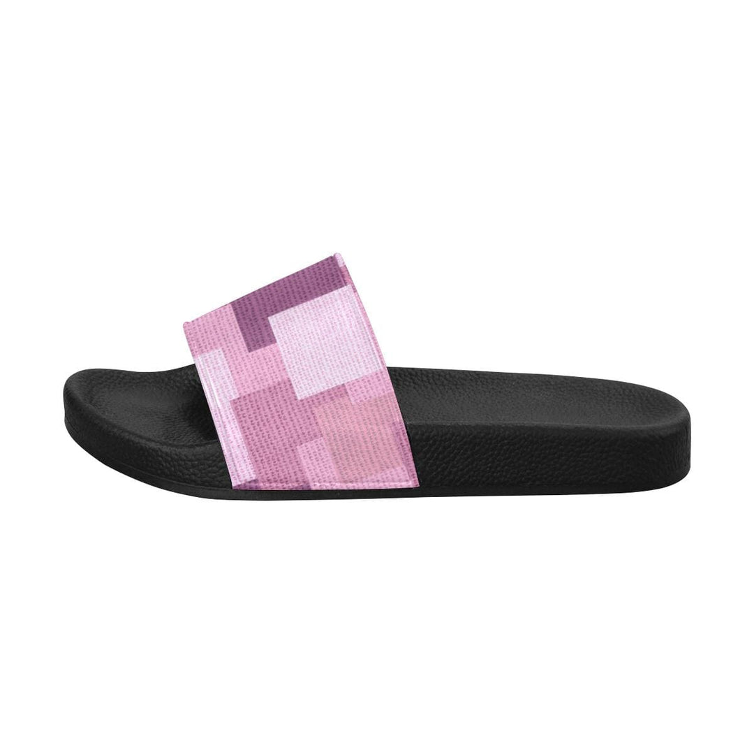 Womens Slides Flip Flop Sandals Pink Grid Print - Womens | Slides