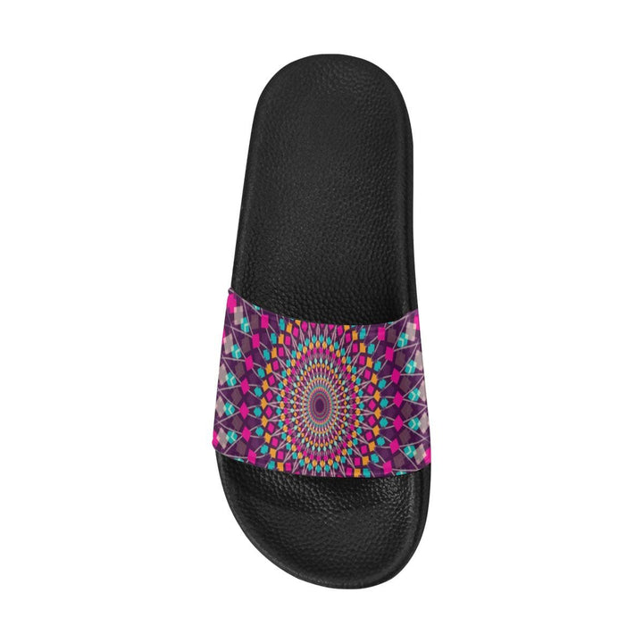 Womens Slides Flip Flop Sandals Purple Kaleidoscope Print - Womens | Slides