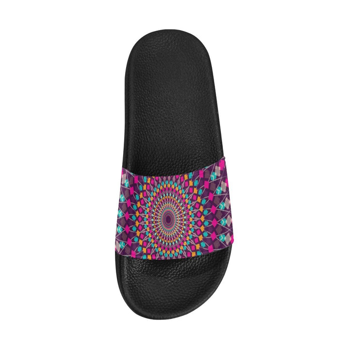 Womens Slides Flip Flop Sandals Purple Kaleidoscope Print - Womens | Slides