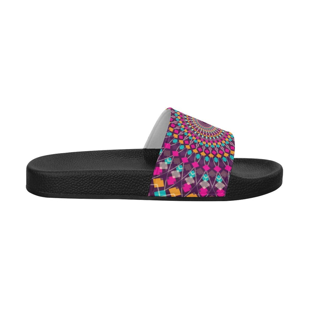 Womens Slides Flip Flop Sandals Purple Kaleidoscope Print - Womens | Slides