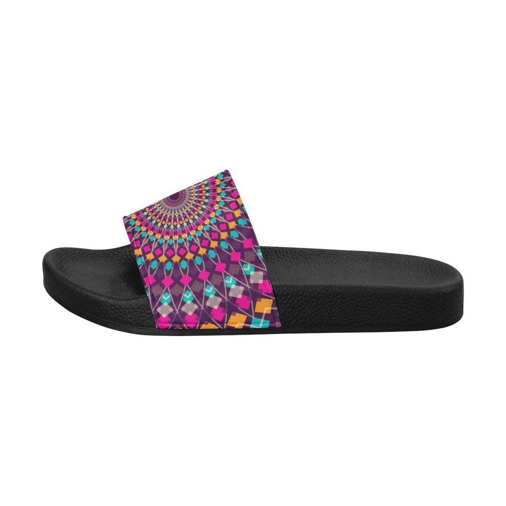 Womens Slides Flip Flop Sandals Purple Kaleidoscope Print - Womens | Slides