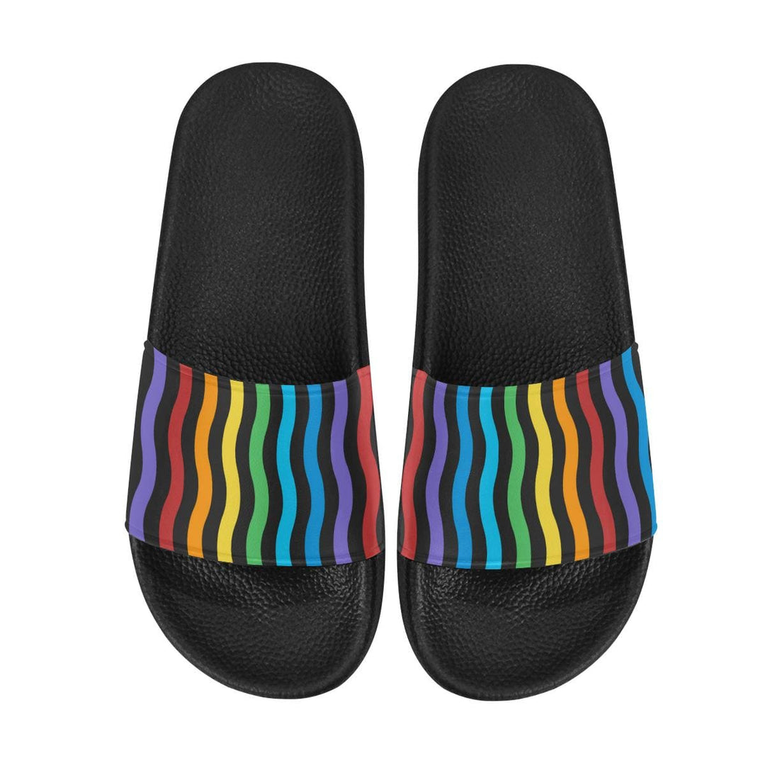 Womens Slides Flip Flop Sandals Rainbow Stripe Print - Womens | Slides