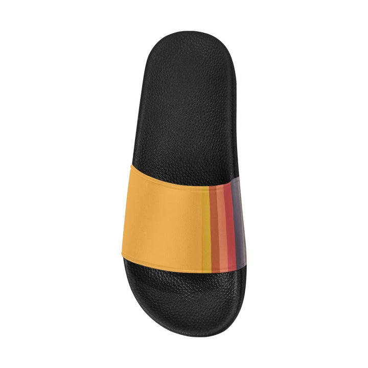 Womens Slides Flip Flop Sandals Yellow Multicolor Stripe Print - Womens | Slides