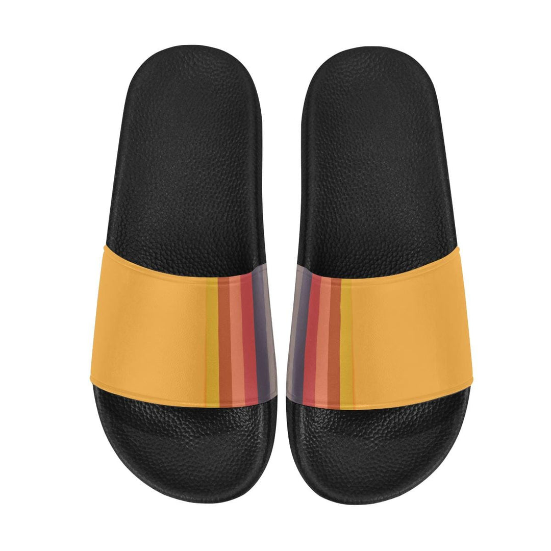 Womens Slides Flip Flop Sandals Yellow Multicolor Stripe Print - Womens | Slides