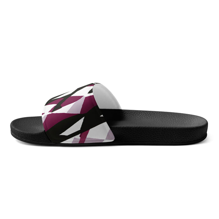 Women’s Slides Mauve Pink And Black Geometric Pattern - Womens | Slides