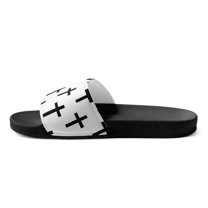 Women’s Slides White And Black Seamless Cross Pattern - Womens | Slides