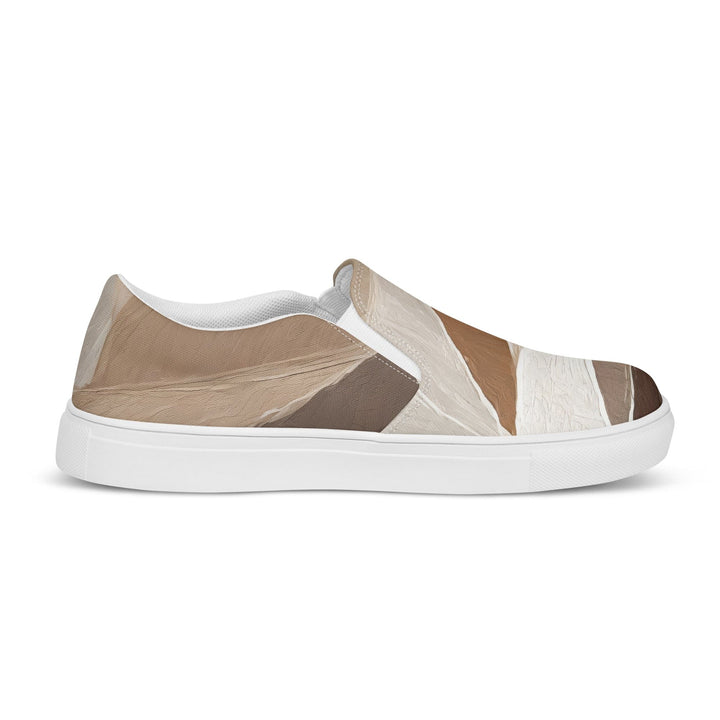 Womens Slip-on Canvas Shoes Abstract Taupe Brown Textured Pattern