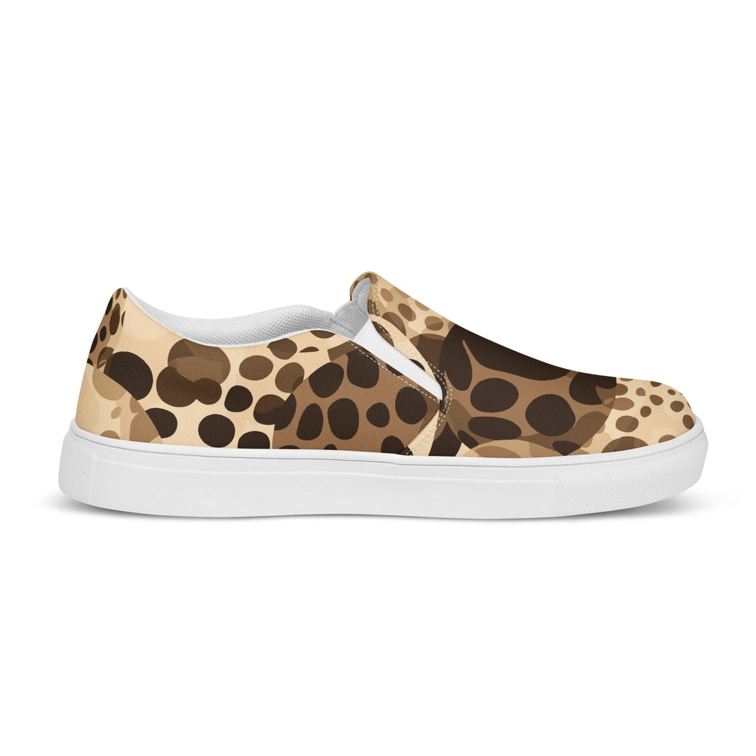 Womens Slip-on Canvas Shoes Beige and Brown Leopard Spots Illustration