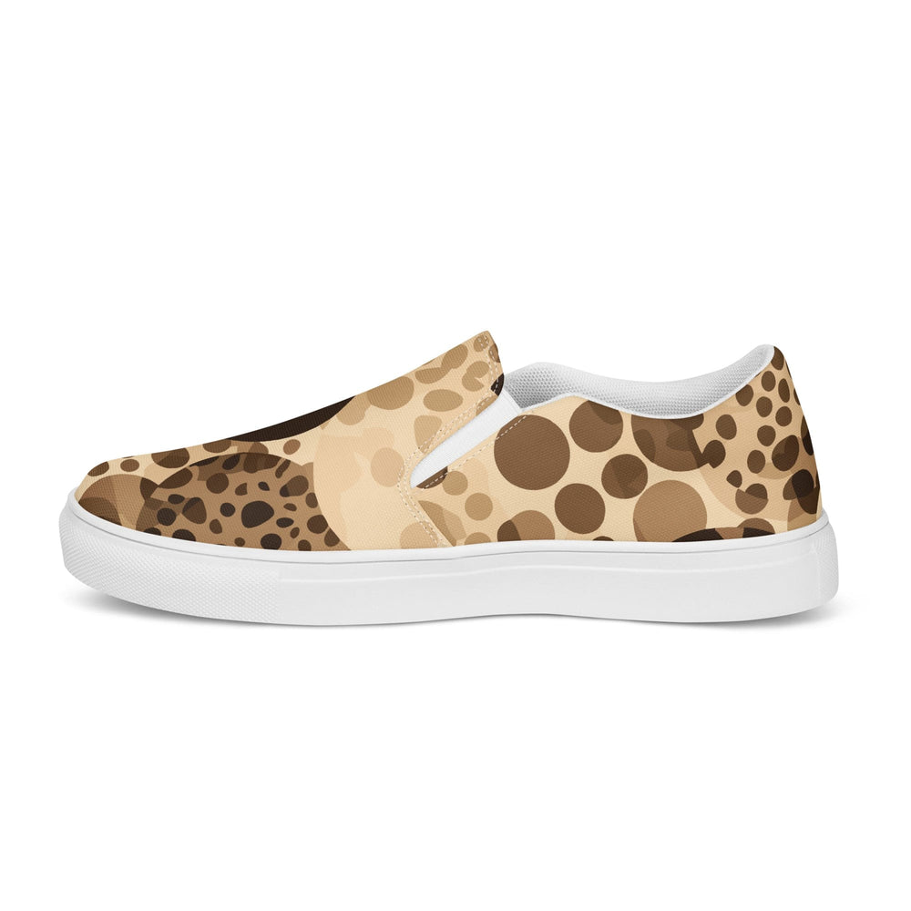 Womens Slip-on Canvas Shoes Beige and Brown Leopard Spots Illustration