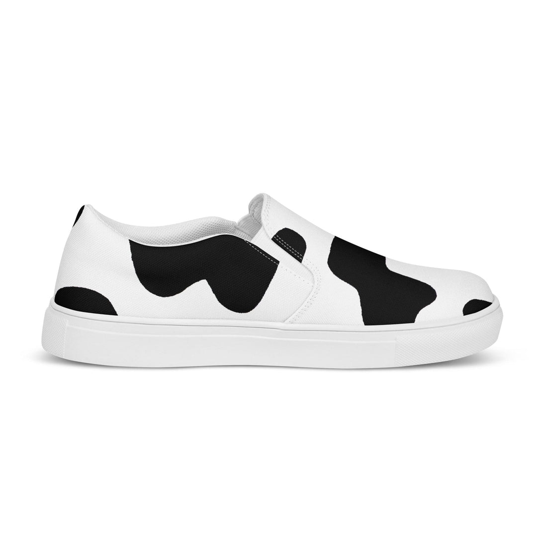 Womens Slip-on Canvas Shoes Black White Cow Print