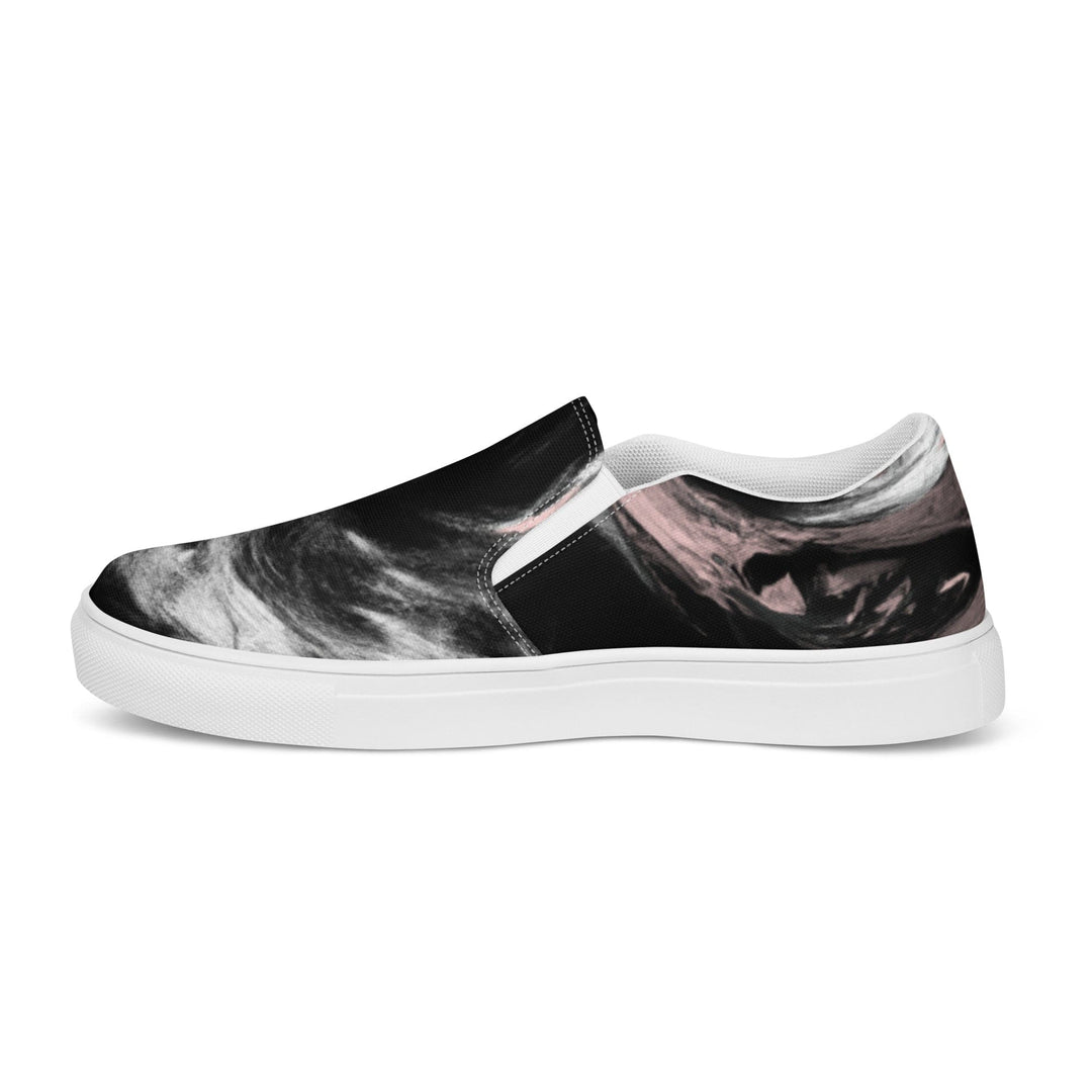 Womens Slip-on Canvas Shoes Black Pink White Abstract Pattern