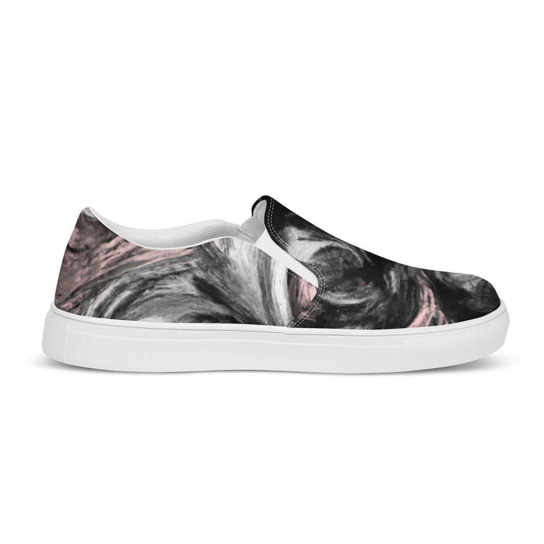 Womens Slip-on Canvas Shoes Black Pink White Abstract Pattern