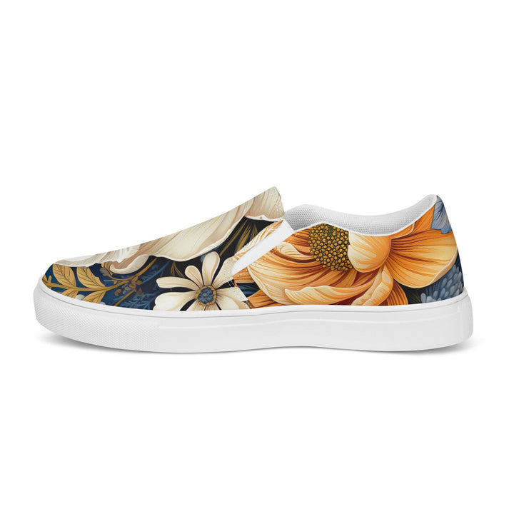 Womens Slip-on Canvas Shoes Blue Floral 70723