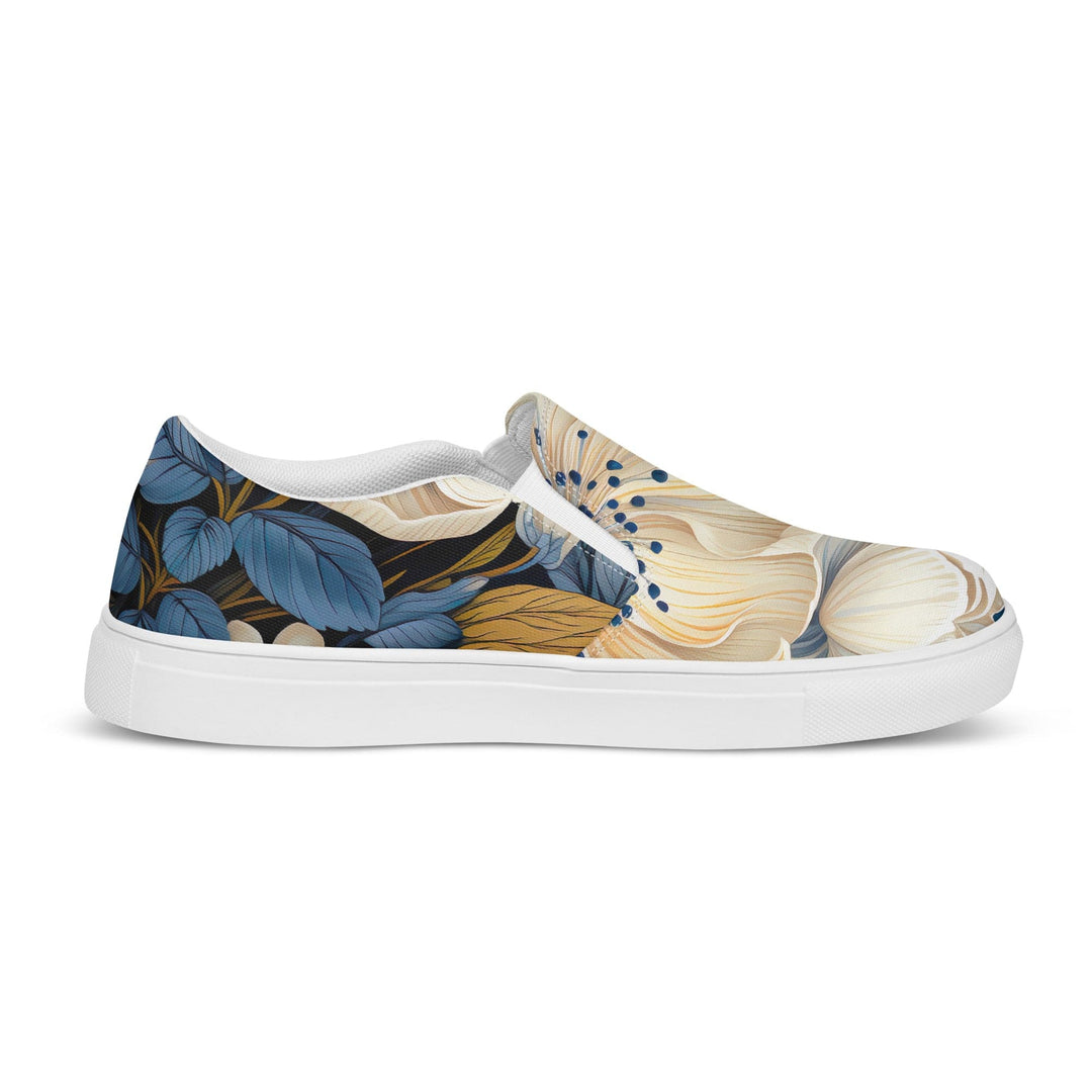 Womens Slip-on Canvas Shoes Blue Floral 70723