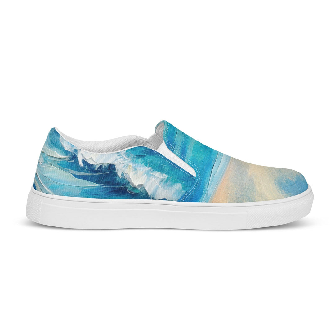 Womens Slip-on Canvas Shoes Blue Ocean Print