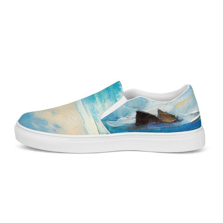 Womens Slip-on Canvas Shoes Blue Ocean Print