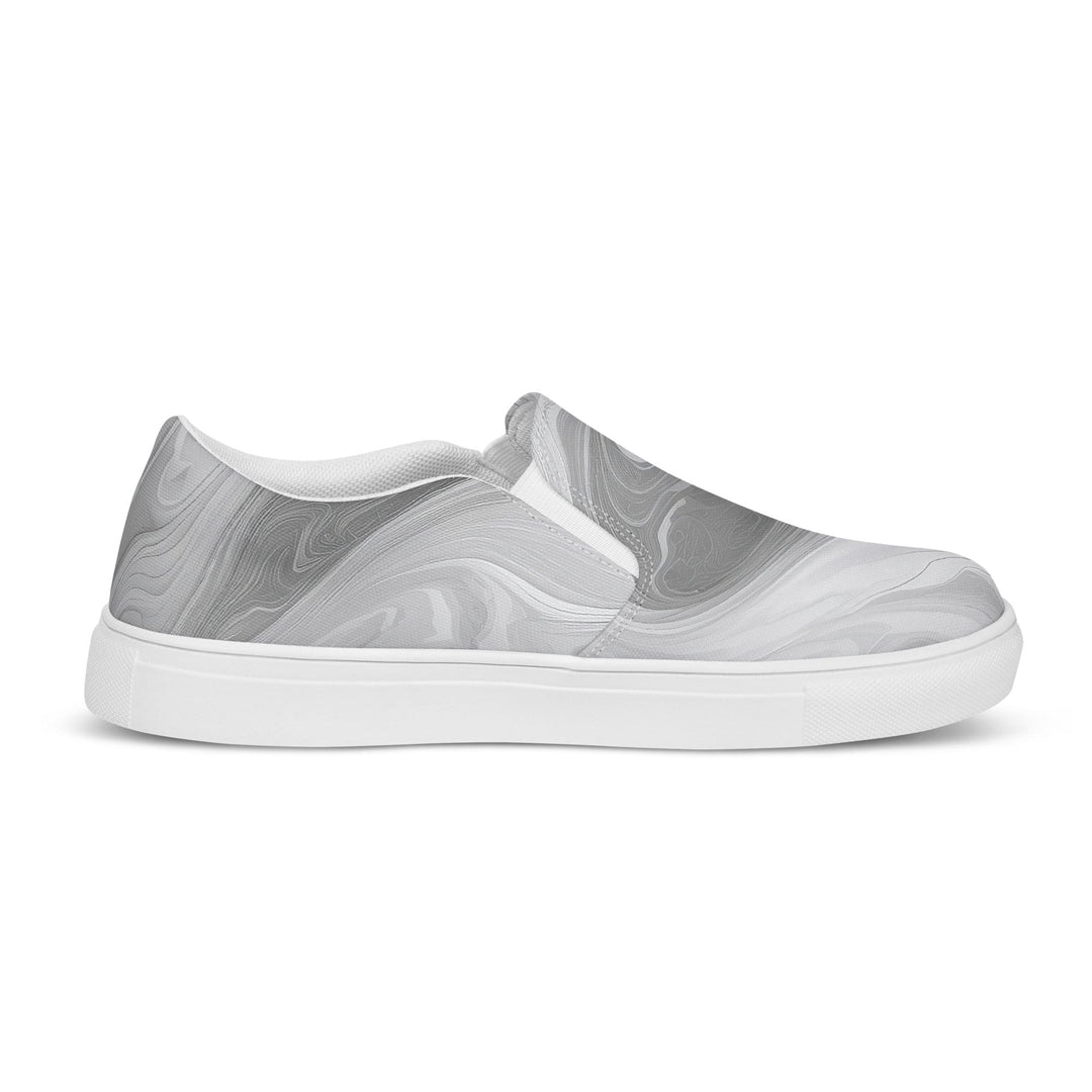 Womens Slip-on Canvas Shoes Boho Marble Pattern White and Grey