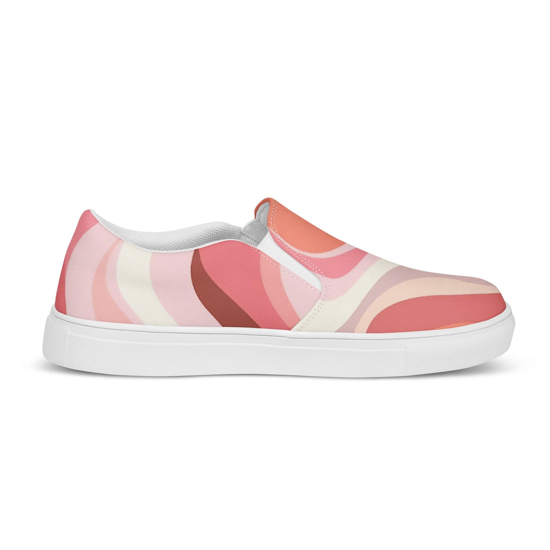 Womens Slip-on Canvas Shoes Boho Pink and White Contemporary Art 2