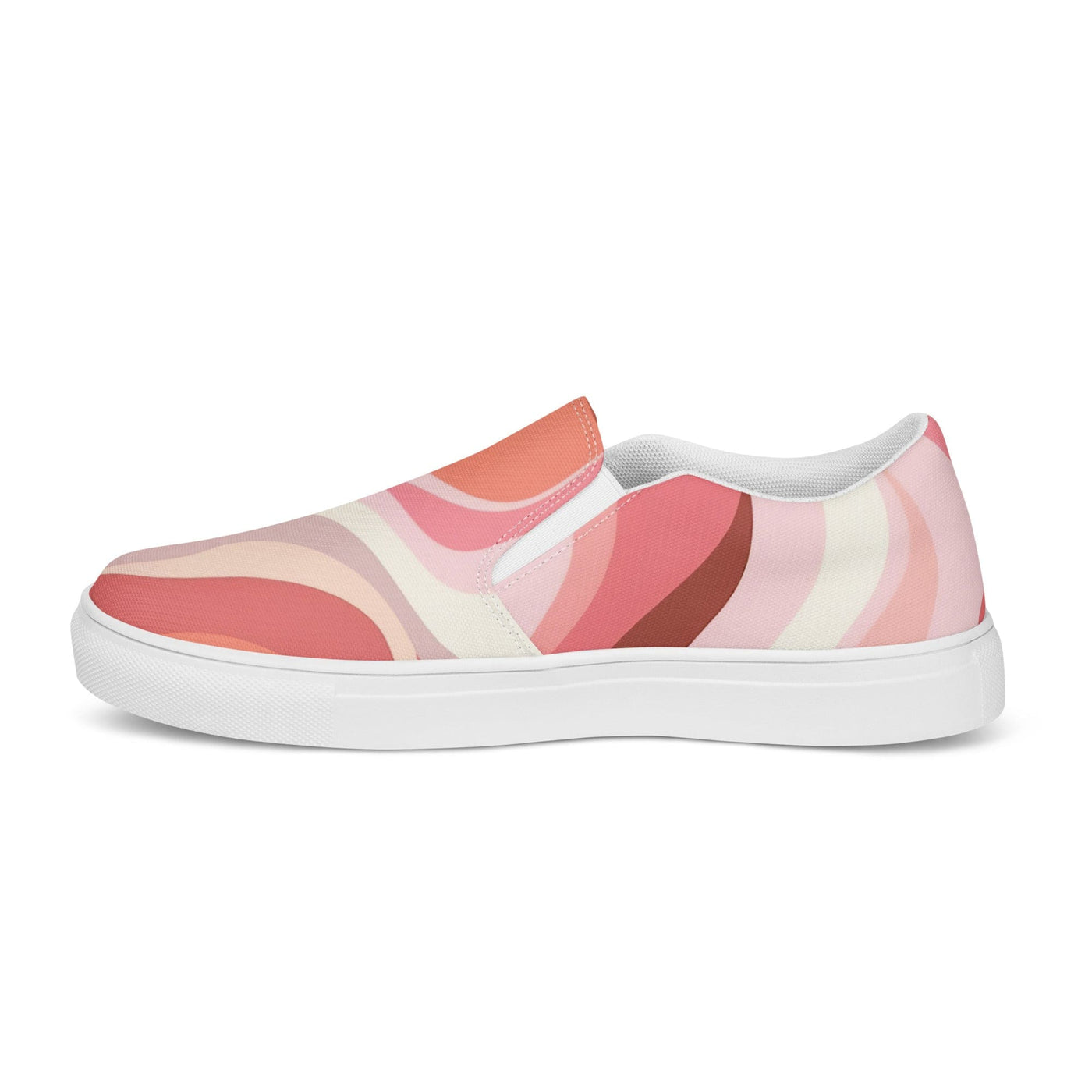 Women’s Slip-on Canvas Shoes Boho Pink And White Contemporary Art - Womens