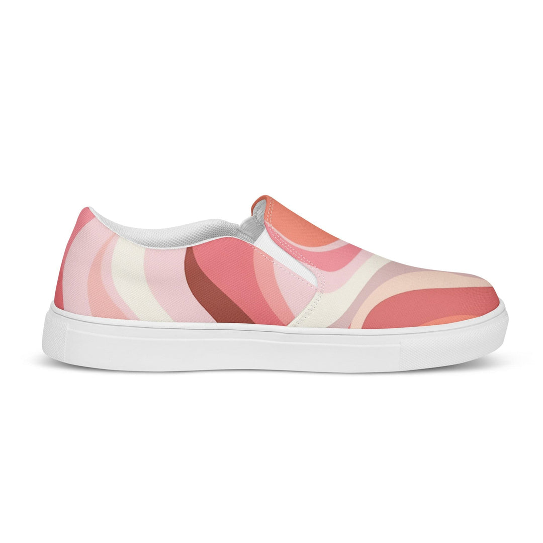 Women’s Slip-on Canvas Shoes Boho Pink and White Contemporary Art