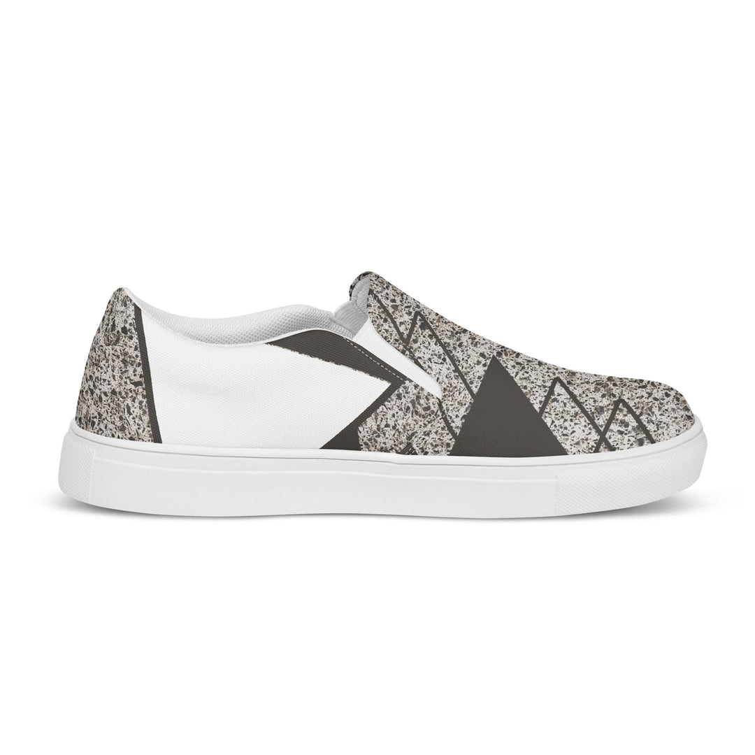 Womens Slip-on Canvas Shoes Brown and White Triangular Colorblock