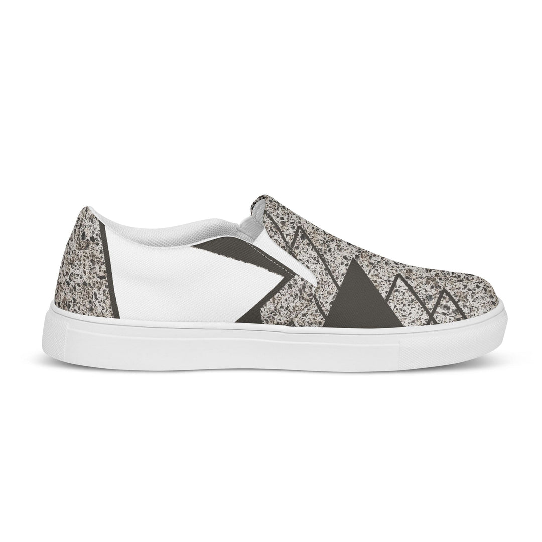 Womens Slip-on Canvas Shoes Brown and White Triangular Colorblock