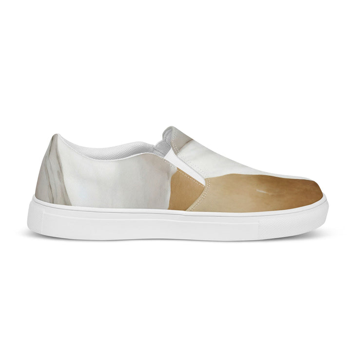 Womens Slip-on Canvas Shoes Cream White Green Marbled Print