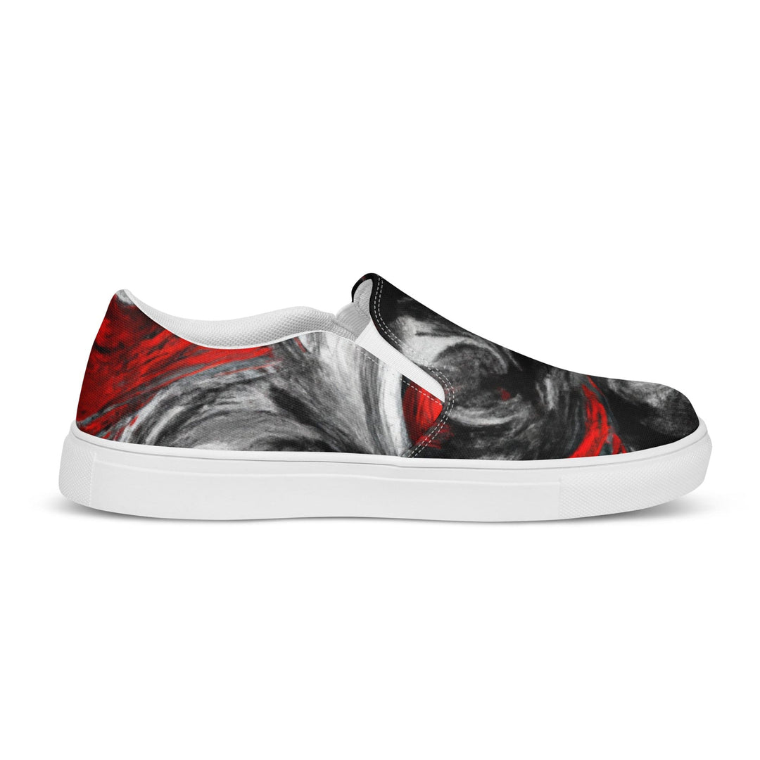 Womens Slip-on Canvas Shoes Decorative Black Red White Abstract