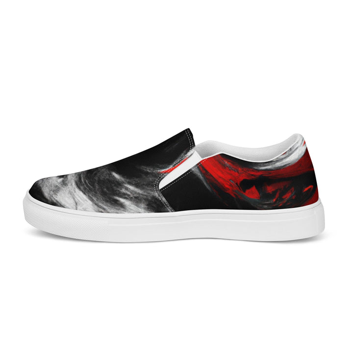 Womens Slip-on Canvas Shoes Decorative Black Red White Abstract