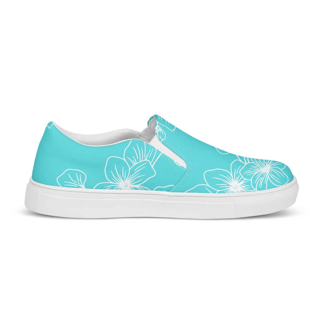 Womens Slip-on Canvas Shoes Floral Cyan Blue 7022523