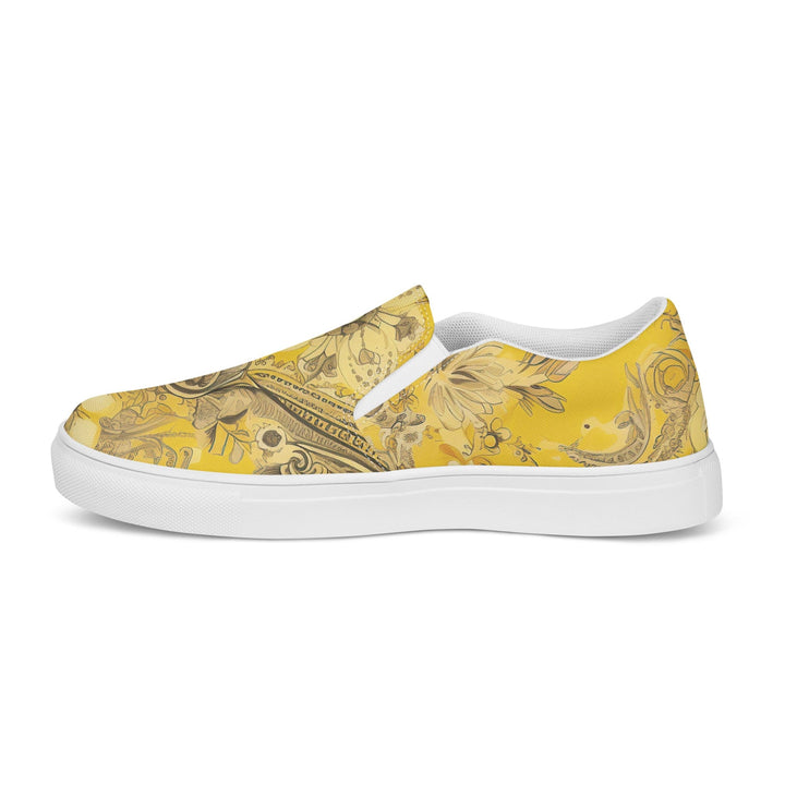 Womens Slip-on Canvas Shoes Floral Yellow Bandanna Illustration