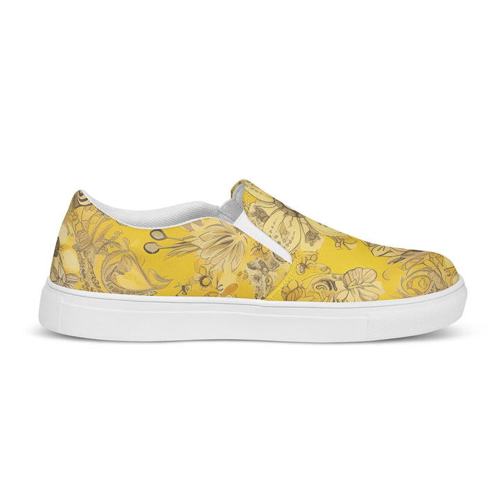 Womens Slip-on Canvas Shoes Floral Yellow Bandanna Illustration