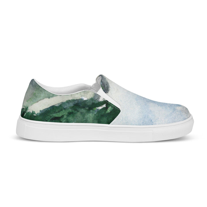 Womens Slip-on Canvas Shoes Green Mountainside Nature Landscape Blue