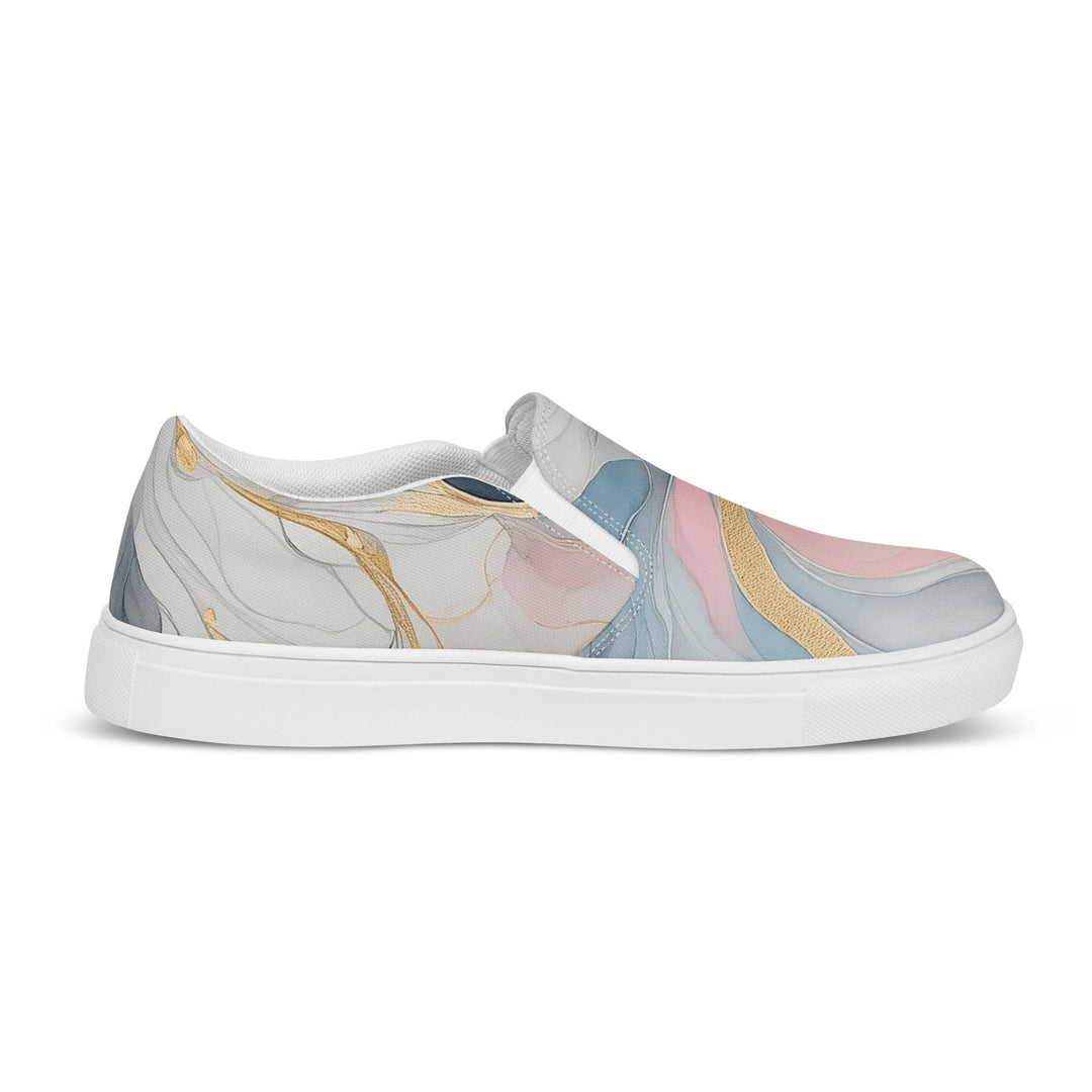 Womens Slip-on Canvas Shoes Marble Cloud of Grey Pink Blue 5522