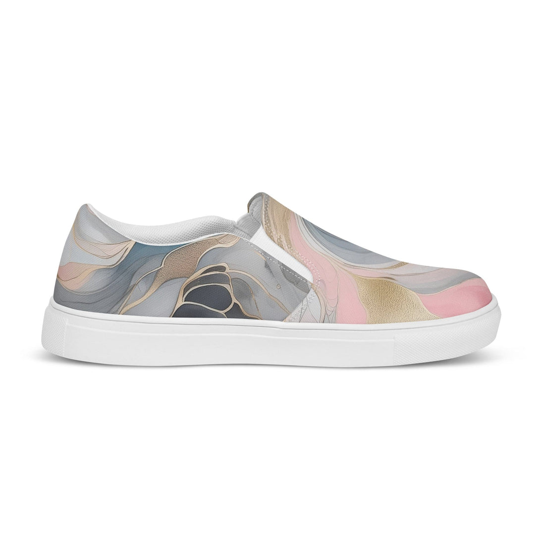 Womens Slip-on Canvas Shoes Marble Cloud of Grey Pink Blue 82395