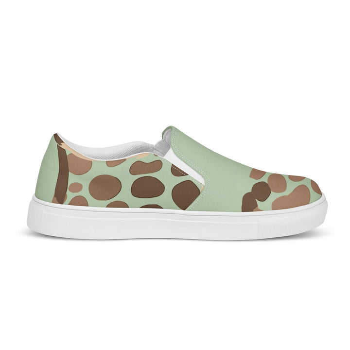 Womens Slip-on Canvas Shoes Mint Green and Brown Spotted Illustration