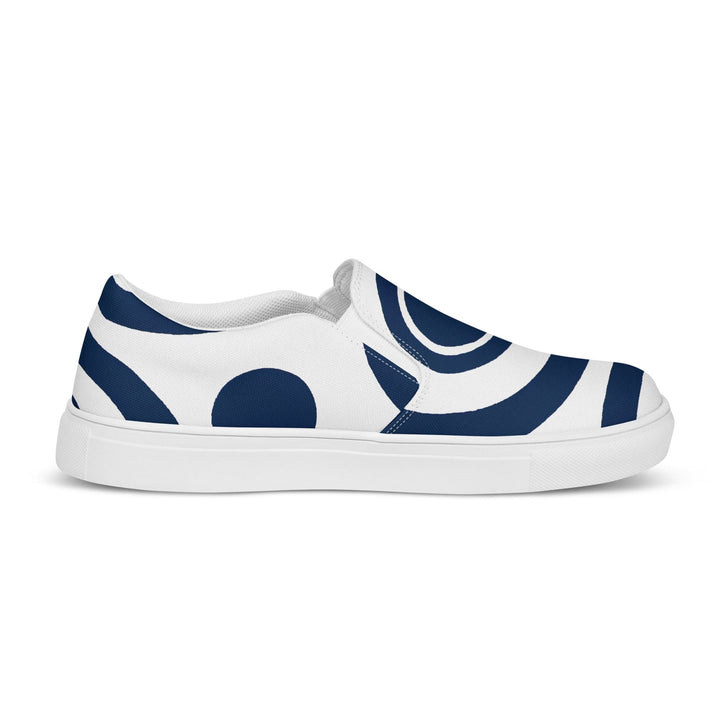 Womens Slip-on Canvas Shoes Navy Blue and White Circular Pattern