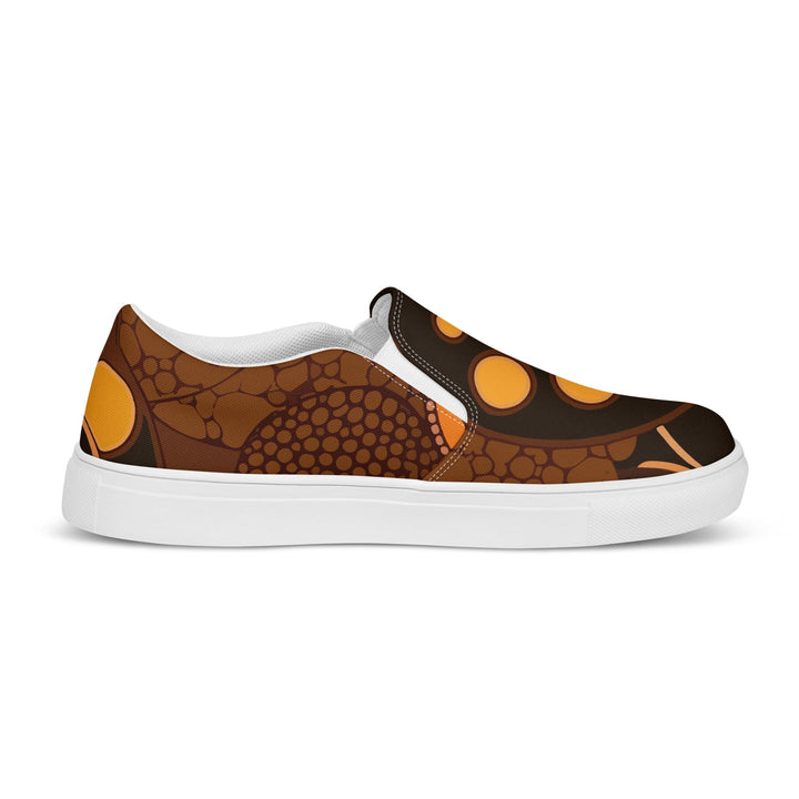 Womens Slip-on Canvas Shoes Orange and Brown Spotted Illustration