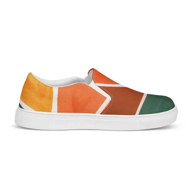 Womens Slip-on Canvas Shoes Orange Green Boho Pattern