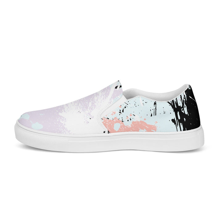 Womens Slip-on Canvas Shoes Pink Black Abstract Print