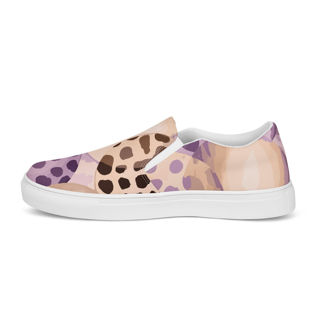 Womens Slip-on Canvas Shoes Purple Lavender and Brown Spotted