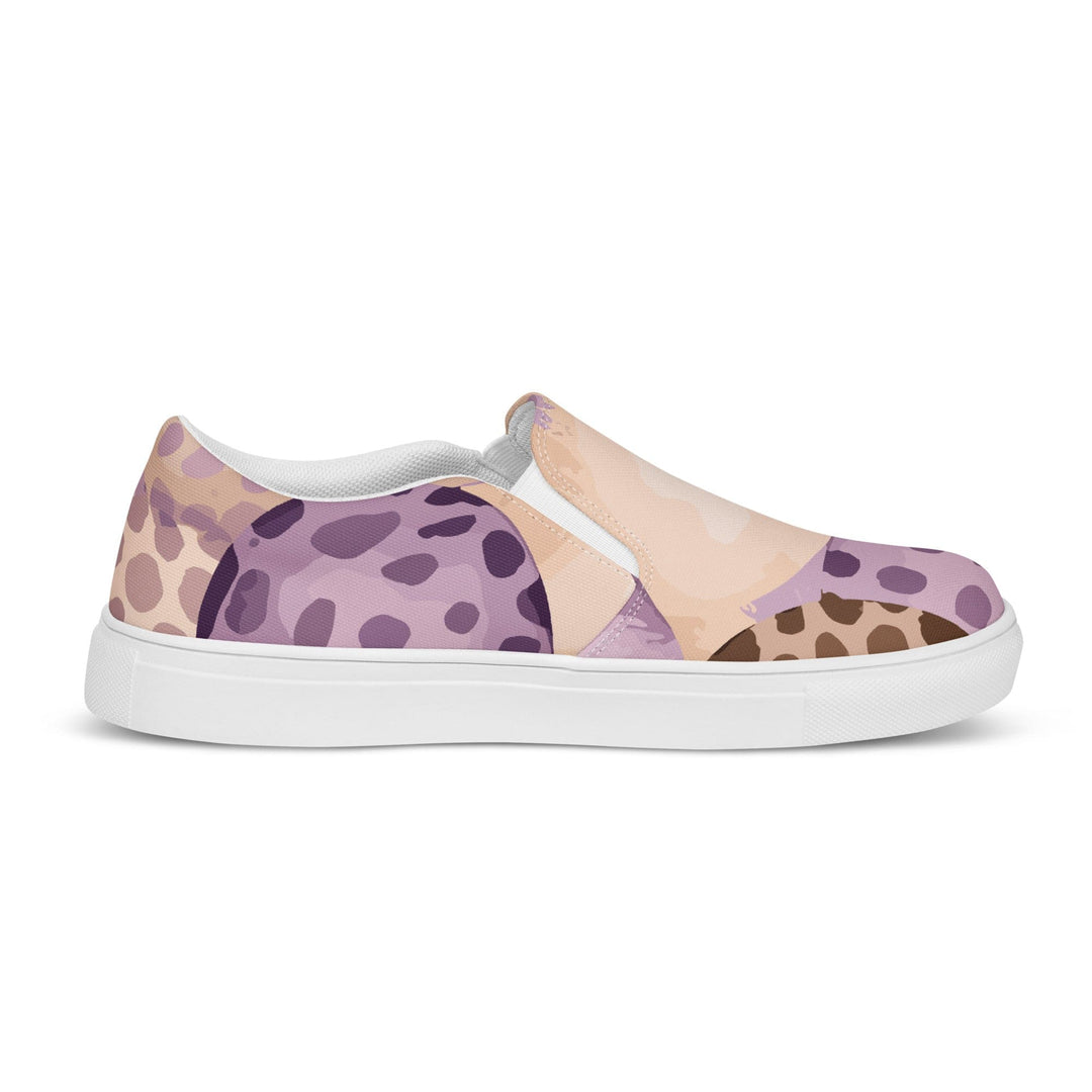 Womens Slip-on Canvas Shoes Purple Lavender and Brown Spotted