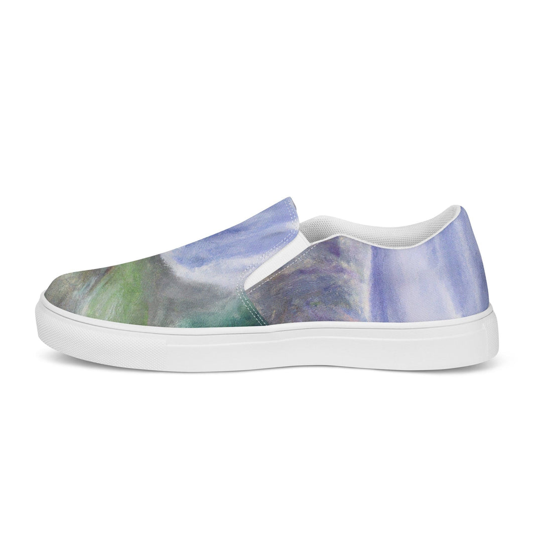 Womens Slip-on Canvas Shoes Purple Watercolor Waterfall Green